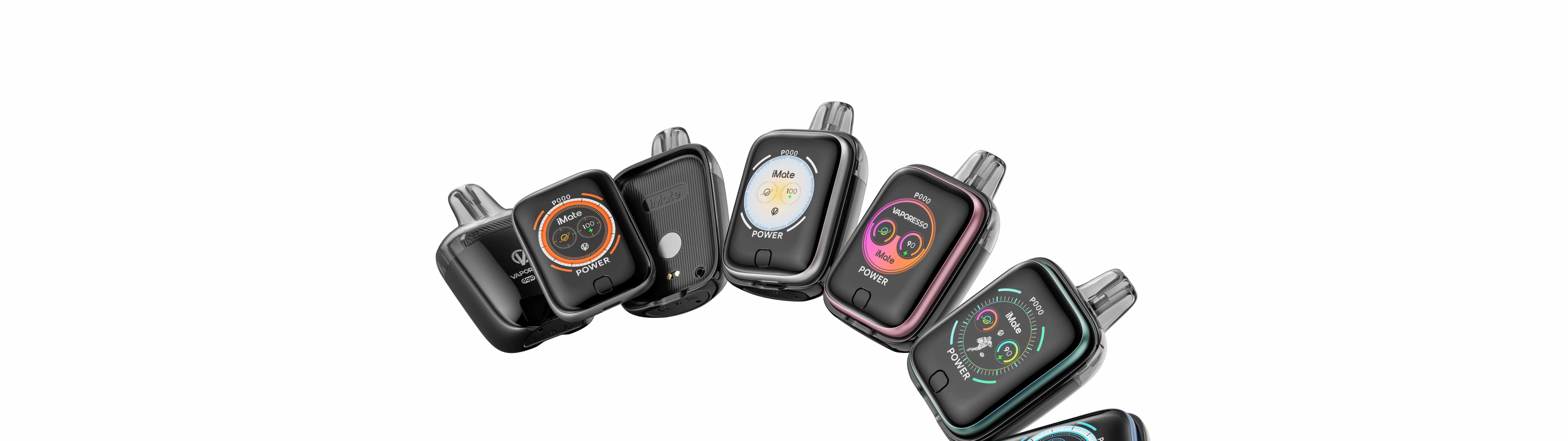 VAPORESSO iMate OS's innovation extends both inside and out—featuring a magnetic front-back stack design, a massive 1.83” TFT color screen with stylized wallpapers, and COREX Smooth technology for greater flavor.